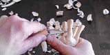 This woodcarvers tool has a nice point to get in all the small spaces.
