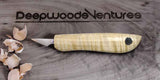 Upswept Detail woodcarvers tool fitted with a figured wood handle.