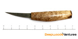 Sloyd Style Damascus Blade - Burl Maple handle