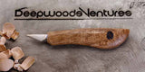 Upswept Detail woodcarvers tool fitted with a figured wood handle.